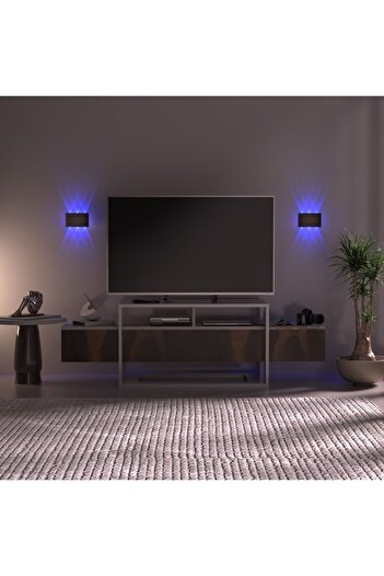 fullreyon Uranüs Siyah Kasa Mavi Işık Ledli Dekoratif Işık Süzmeli Iç Ve Dış Mekan Salon Bahçe Balkon Aplik