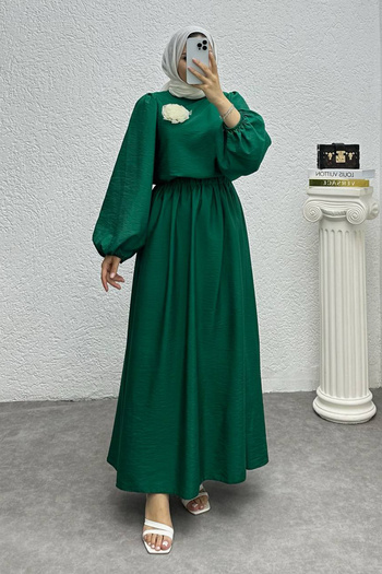 Neşeli Butik Floral Detailed Women's Hijab Skirt Suit - NMS004