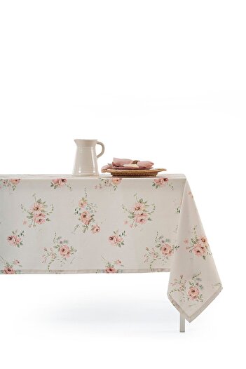 Vanelli Home Soft Çiçek Baskılı Dikdörtgen Masa Örtüsü