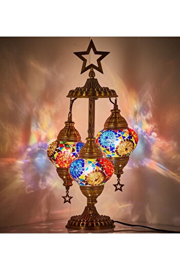 Demmex 3-Piece Turkish Moroccan Mosaic Desktop Decor - G-Price Compatible with Authentic Grand Bazaar Gulf Countries