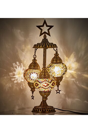 Demmex 3-Piece Turkish Moroccan Mosaic Desktop Decor - G-Price Compatible with Authentic Grand Bazaar Gulf Countries