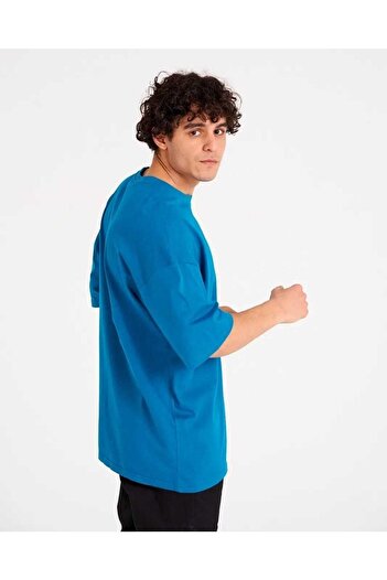 BREEZY Basic Unisex Bisiklet Yaka Etek Düz Oversize T-shirt