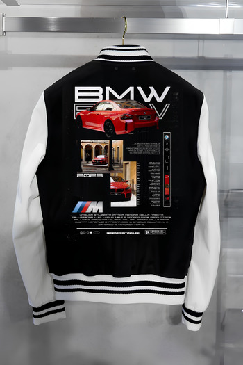 Edizen 2023 BMW Design Printed Oversize Premium College Jacket - 100% βαμβάκι