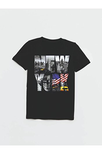 Cevval Boy's T-shirt - NEW YORK Text Print, Model 009