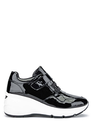 Tamer Tanca Black Patent Leather Genuine Leather Women's Sneakers - Sports Shoes