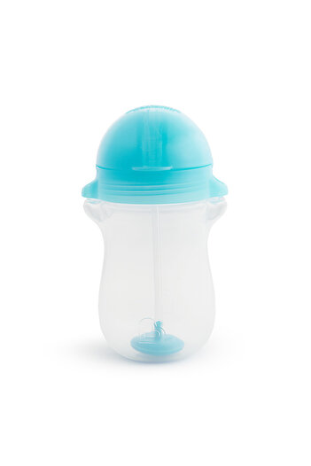 Munchkin Click Lock Tipped Drinking Cup with Straw, 12 months, 296ml, Blue, 1 Piece