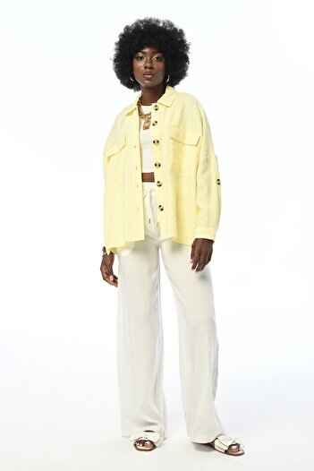 Orfeo Negro KADIN OVERSIZE KESİM ÇİFT CEPLİ GÖMLEK