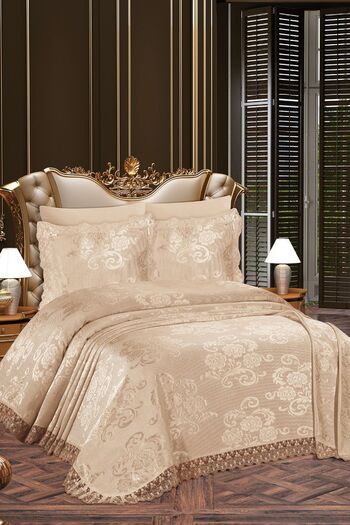 Çt Çeyizci Tekstil Double Pique Set - Brown Bedspread