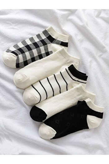 Sky Socks 5-Piece Striped Patterned Booties Economic Package Unisex Short Sports Sneakers Socks