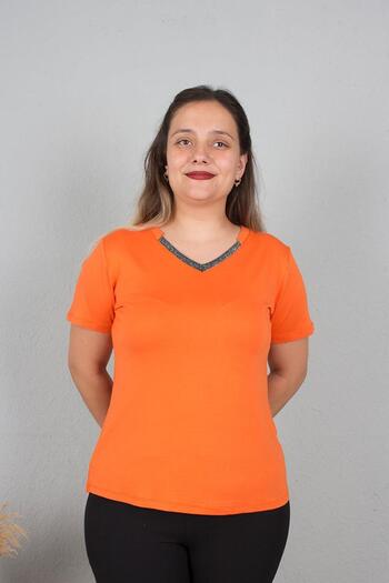 Truva XXL Large Size T-Shirt with Glitter Collar - Color B111