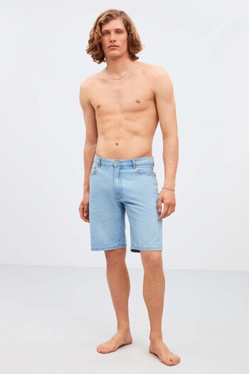 GRIMELANGE Ruınas Men's Relaxed Fit Denim Light Blue Shorts