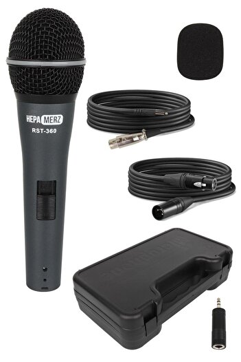 Hepa-Merz Hepa Merz RST-360 Profesyonel Dinamik Cardioid Kablolu EL Mikrofonu Kaliteli (Çanta ve Full Set)