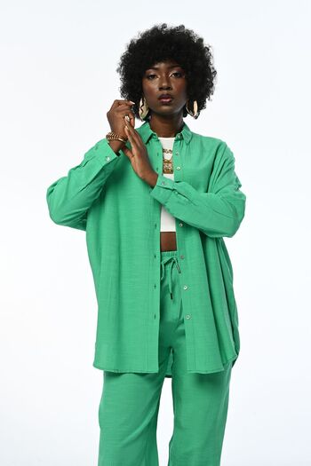 Orfeo Negro WOMEN'S OVERSIZE COMFORTABLE FIT TEESETURE AND GROSS SIZE GREEN SHIRT
