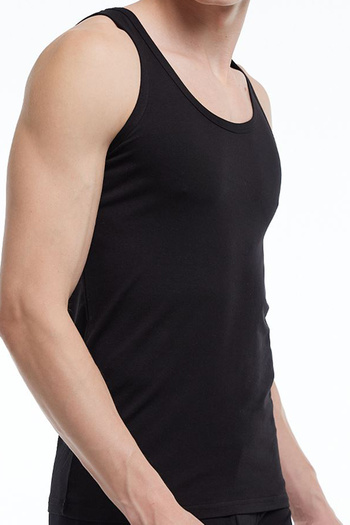 BSM Men's High Quality Black Modal&Cotton Content Flexible Comfortable Undershirt