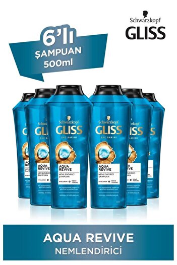 Gliss Aqua Revive Hyaluron Ve Deniz Yosunu Içeren Nemlendirici Şampuan 500 ml X 6
