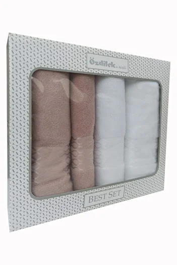 Özdilek Elissa Best Bath Set - White Beige Towel Set