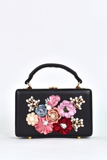 ELATAE Women's Shoulder Strap Floral Stoned Evening Dress Daily Handbag 17612