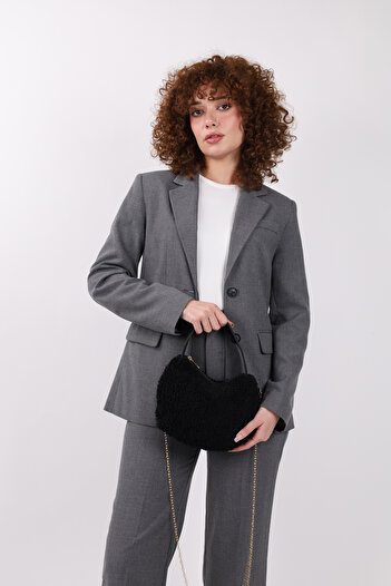 NOTHING Women's Fur Plush Handle Chain Strap Mini Hand Shoulder Baguette Bag