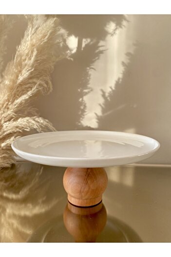 Sillage Home Wooden Standing Serving Rack 27 cm, Wooden Serving Plate, Cake Cake Serving