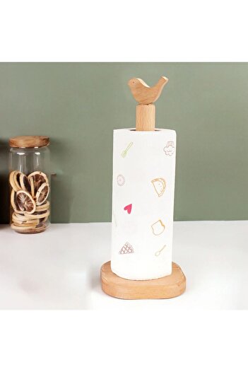 afralya home wooden paper towel holder, kitchen organizer with decorative figure, towel holder