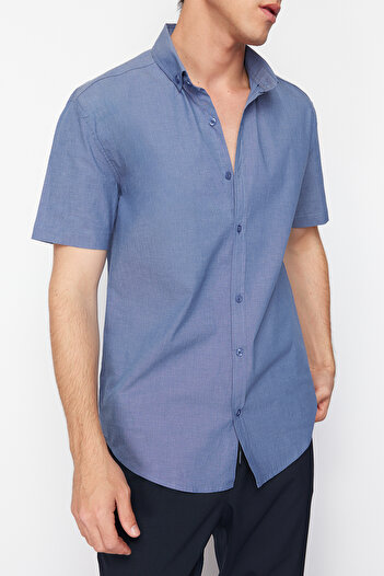 Edit by Trendyol Men's Shirt - Navy Blue, Regular Fit Tmnss24Go00085