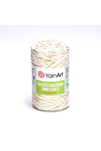 Yarnart Yarn Art Twisted Macrame 3 Mm Lurex - Glitter Macrame Χέρι Πλεκτό Νήμα Κρέμα -752