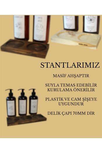IMKER HOME 3 Gözlü Ahşap Akıllı Stand Sunum Tahtası Mutfak Düzenleyici Sosluk Yağdanlık Sıvı Sabun Altlığı
