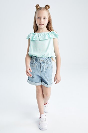 DeFacto Girl's Poplin Blouse - Floral Short Sleeve, W8821a622sm