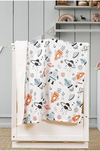 Latuda Home Soft Baby Blanket Little Astronaut Space Themed Lamb Feather Blanket 80x100 cm LTD9102