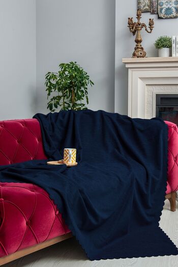 Latuda Concept 175x215 Microfiber Non-Slip Sofa Cover - Double Sided Navy Blue Sofa Shawl