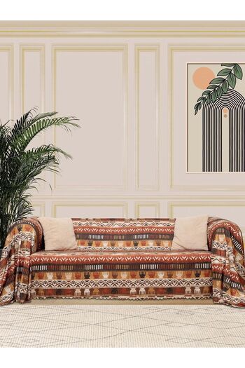 Latuda Concept Softmicro Ethnic Patterned 180x300 Cm Sofa Blanket - Shawl, Sofa, TV Blanket Soil