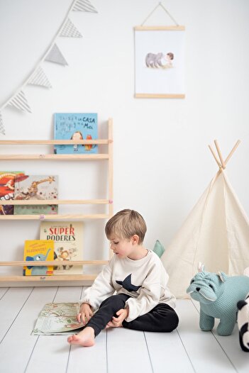 Loolpi Home Montessori Kitaplık Doğal Ahşap Çok Amaçlı Raflar