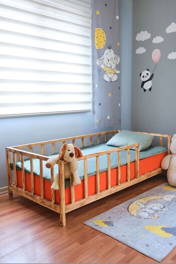 Loolpi Home – Pürmüzlü Montessori Bebek Ve Çocuk Karyolası Unisex Doğal Ahşap Yatak