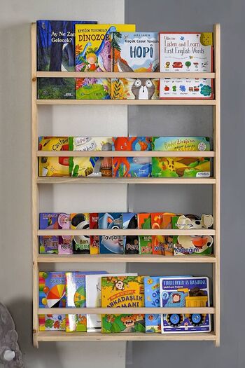 Loolpi Home Montessori Kitaplık Doğal Ahşap Çok Amaçlı Raflar
