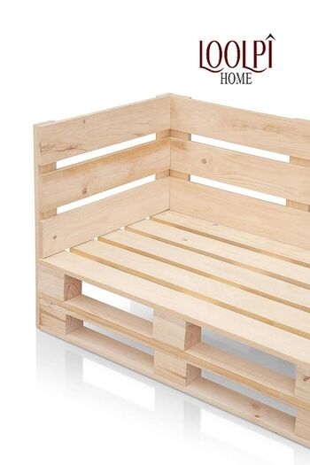 Loolpi Home Doğal Ahşap Köşe Palet Koltuk Ve Gri Minder Set Bahçe Ve Balkon Takımları