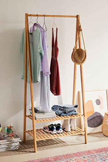 Loolpi Home Ahşap Ayaklı Askı Elibse Askısı Çok Amaçlı Dolap Gardrop