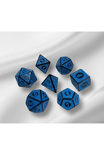 Le Majeur Dnd Frp Zar Seti 7li Set Dnd Zarı Dungeons And Dragons Masaüstü Oyun Zarı Mavi Renkli Kese Hediye
