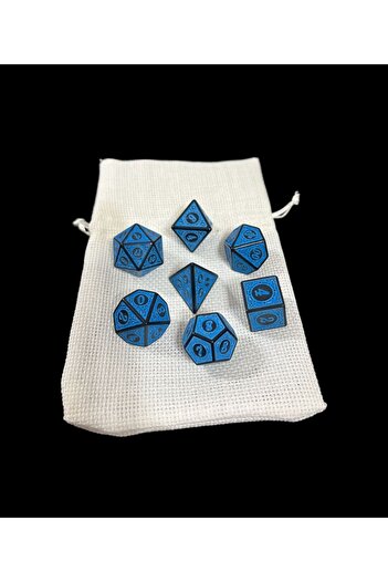 Le Majeur Dnd Frp Zar Seti 7li Set Dnd Zarı Dungeons And Dragons Masaüstü Oyun Zarı Mavi Renkli Kese Hediye