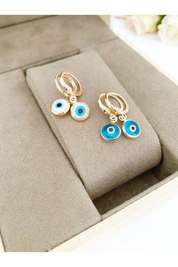 Atelier Çağla Evil Eye Beaded Hoop Earrings