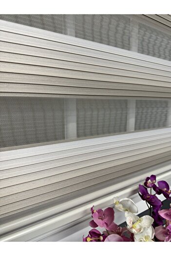 atölyeperde Atölye Perde Krem - Bej Renk Geçişli Geniş Plise Zebra Stor Perde