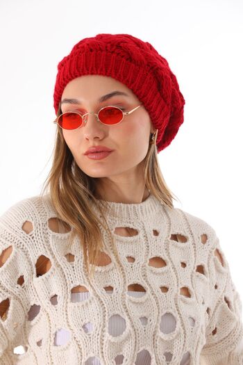 Ritagarcia Double Layer Knitted Red Beret
