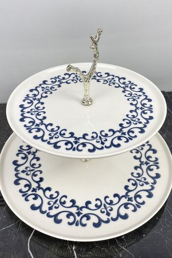MAY HOME Uno Blue Ivy Porcelain Cookie Holder Presentation Plate