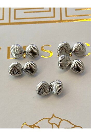 ODDA TASARIM ATÖLYESİ Seashell Model Silver Colored Shirt and Blouse Button Set