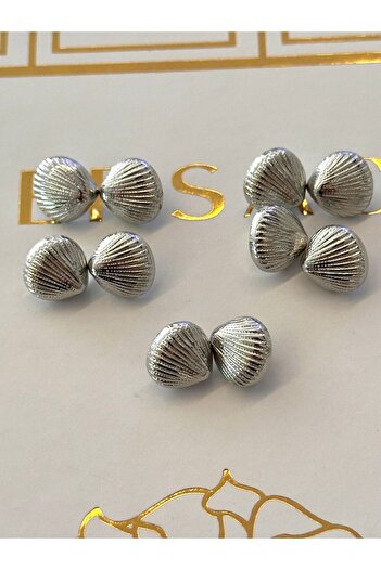 ODDA TASARIM ATÖLYESİ Seashell Model Silver Colored Shirt and Blouse Button Set