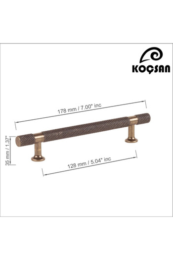 KOÇSAN Firuze Galben Antic 128 Mm Mâner Mobilier Bucătărie Country de Lux Mâner Sertar Dulap
