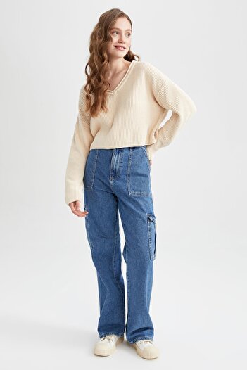 DeFacto Pulover oversize cu decolteu în V - X8992az22wn