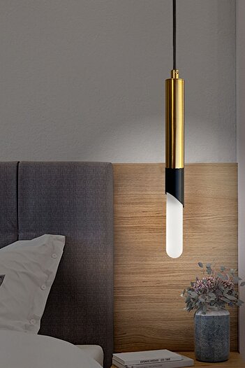 Fivorno Aydınlatma Long Led Bal Renk Kaplama Ve Siyah Renk Tasarım Led Sarkıt