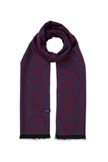 Hatemoğlu Indigo Burgundy Patterned Scarf