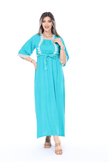 mervemoda Women's Summer Short Sleeve Woven Dress