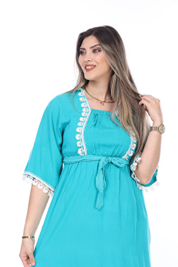 mervemoda Women's Summer Short Sleeve Woven Dress
